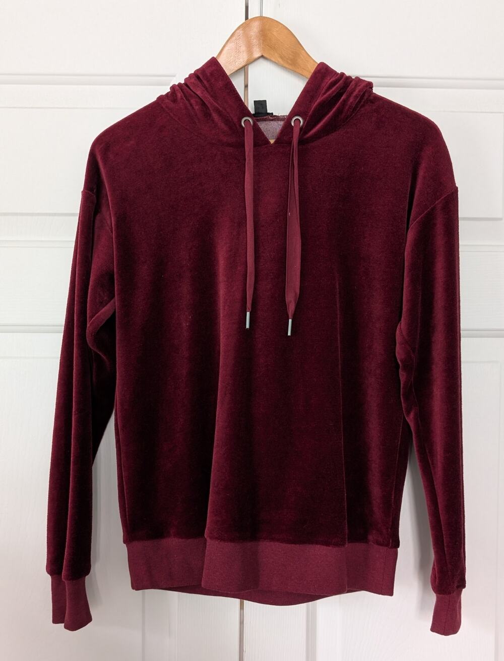 J. Crew Maroon Velvet Pullover Hoodie